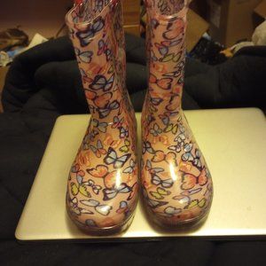 Girls Size 12 Pink Butterfly Rainboots